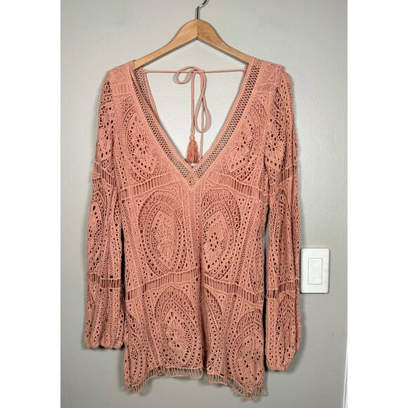 Jen’s Pirate Booty Jasmine Crochet Mini Dress in Clay Lace XS - Picture 3 of 11